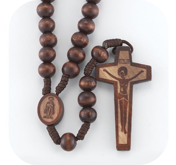 Dark Brown Cord Wood Rosary