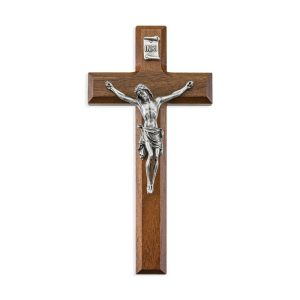 7″ Walnut Pewter Crucifix
