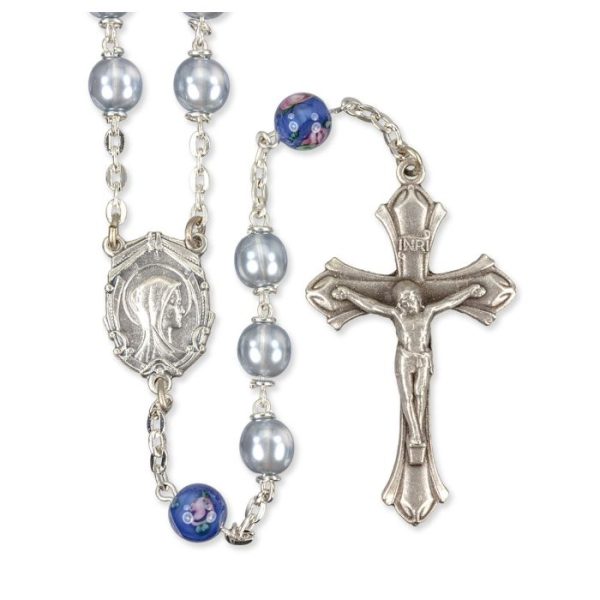 Light Blue Pearl Lamp Rosary