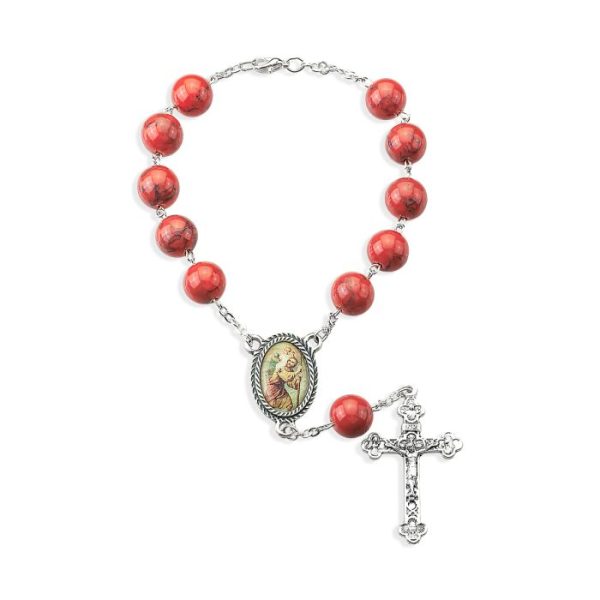 St Chris Auto Rosary Pink